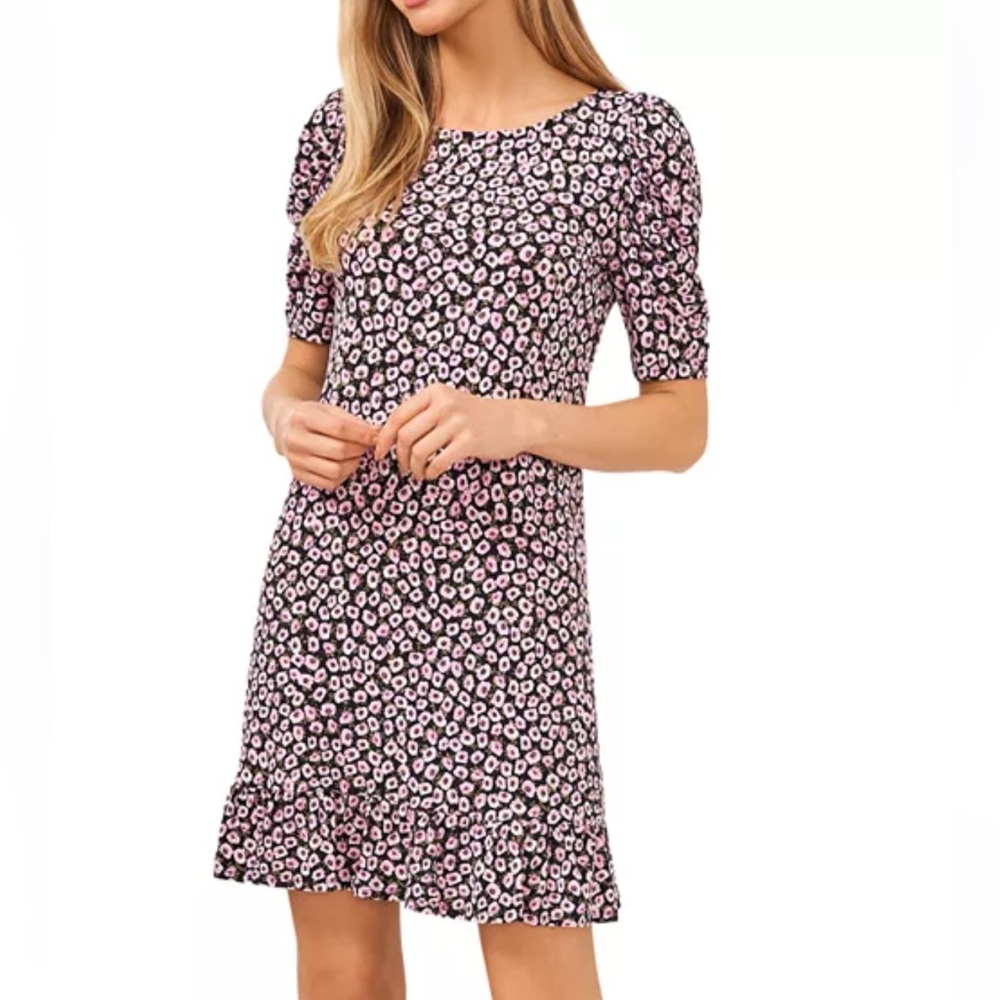 New CeCe Black and Pink Floral Dress